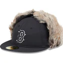 cappello-piatto-nero-aderente-59fifty-winter-dog-ear-dei-boston-red-sox-mlb-di-new-era