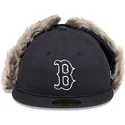 cappellino-piatto-nero-aderente-59fifty-winter-dog-ear-dei-boston-red-sox-mlb-di-new-era