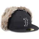 cappello-piatto-nero-aderente-59fifty-winter-dog-ear-dei-boston-red-sox-mlb-di-new-era