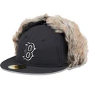 cappellino-piatto-nero-aderente-59fifty-winter-dog-ear-dei-boston-red-sox-mlb-di-new-era