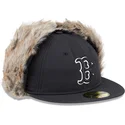 cappellino-piatto-nero-aderente-59fifty-winter-dog-ear-dei-boston-red-sox-mlb-di-new-era