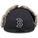cappello-piatto-nero-aderente-59fifty-winter-dog-ear-dei-boston-red-sox-mlb-di-new-era