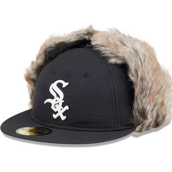 Casquette plate noire ajustée 59FIFTY Winter Dog Ear Chicago White Sox MLB New Era