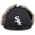 cappello-piatto-nero-aderente-59fifty-winter-dog-ear-dei-chicago-white-sox-mlb-di-new-era