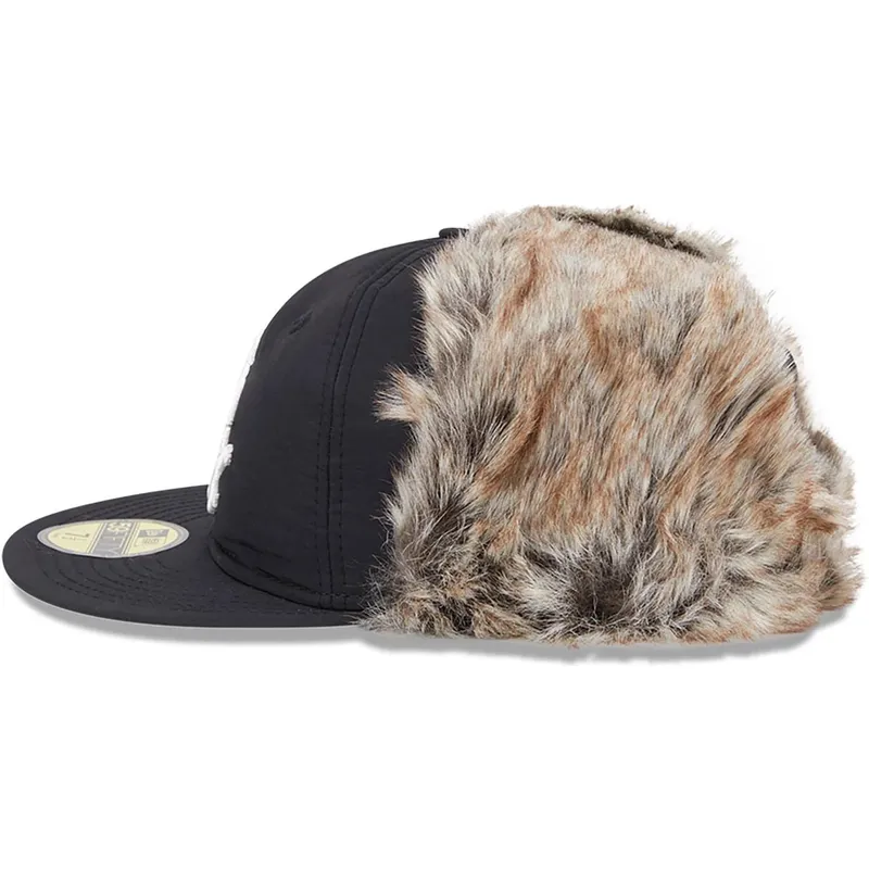 schwarze-enganliegende-59fifty-flatcap-winter-dog-ear-der-chicago-white-sox-mlb-von-new-era