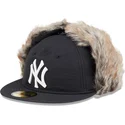 cappello-piatto-nero-aderente-59fifty-winter-dog-ear-dei-new-york-yankees-mlb-di-new-era