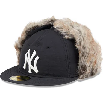 Casquette plate noire ajustée 59FIFTY Winter Dog Ear New York Yankees MLB New Era