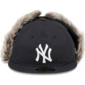 cappello-piatto-nero-aderente-59fifty-winter-dog-ear-dei-new-york-yankees-mlb-di-new-era