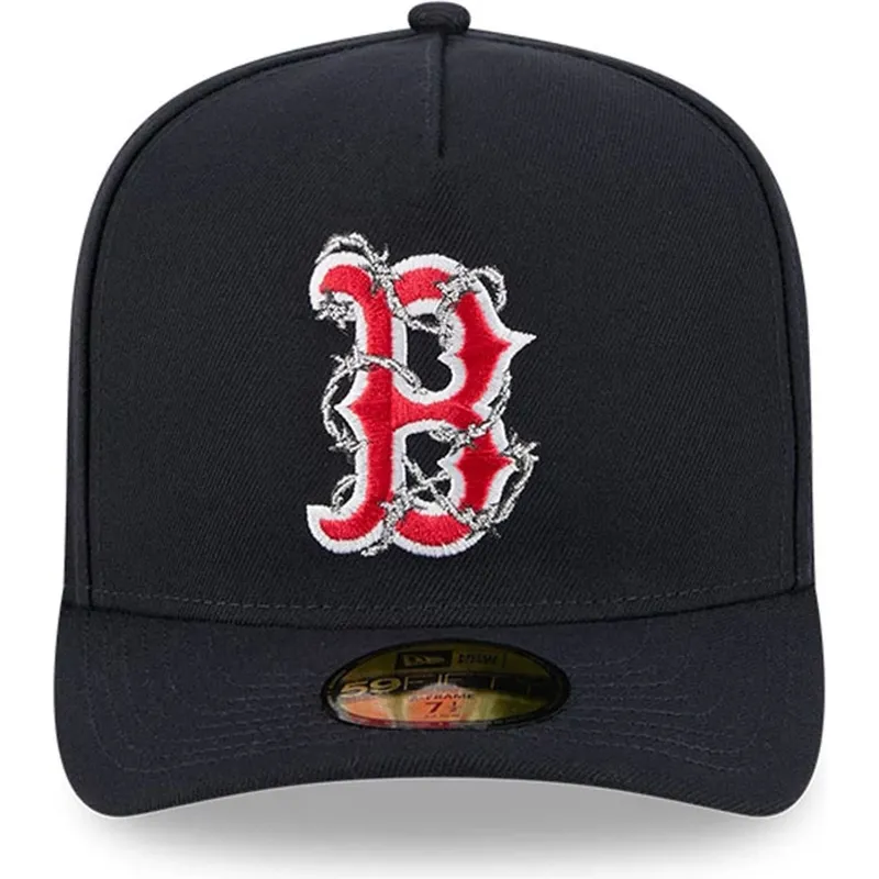 cappellino-curvo-blu-navy-chiuso-59fifty-a-frame-wired-di-boston-red-sox-mlb-di-new-era