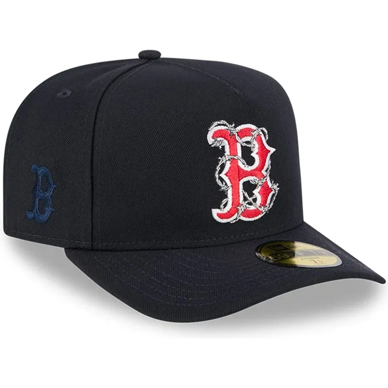 cappellino-curvo-blu-navy-chiuso-59fifty-a-frame-wired-di-boston-red-sox-mlb-di-new-era