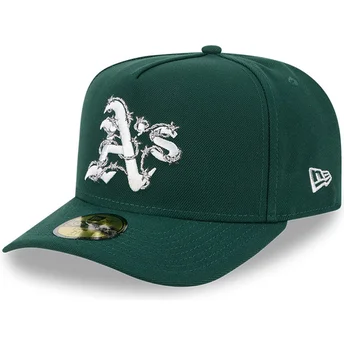 Cappellino curvo verde aderente 59FIFTY A Frame Wired degli Oakland Athletics MLB di New Era