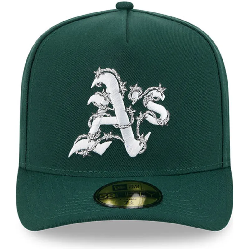 cappellino-curvo-verde-chiuso-59fifty-a-frame-wired-di-oakland-athletics-mlb-di-new-era