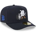 59fifty-a-frame-cartoon-detroit-tigers-mlb-new-era-navy-blaue-angepasste-kappe