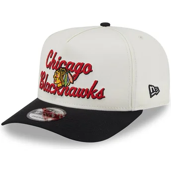 Cappellino curvo beige e nero snapback 9FIFTY A Frame Chainstitch dei Chicago Blackhawks NHL di New Era
