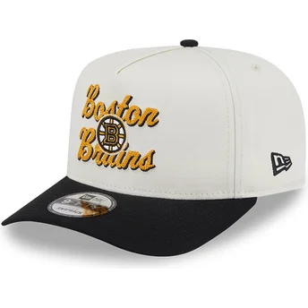 Cappellino curvo beige e nero snapback 9FIFTY A Frame Chainstitch dei Boston Bruins NHL di New Era