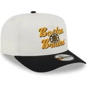 cappellino-curvo-beige-e-nero-snapback-9fifty-a-frame-chainstitch-dei-boston-bruins-nhl-di-new-era