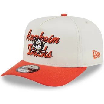 Cappellino snapback 9FIFTY A Frame Chainstitch beige e arancione dei Anaheim Ducks NHL di New Era