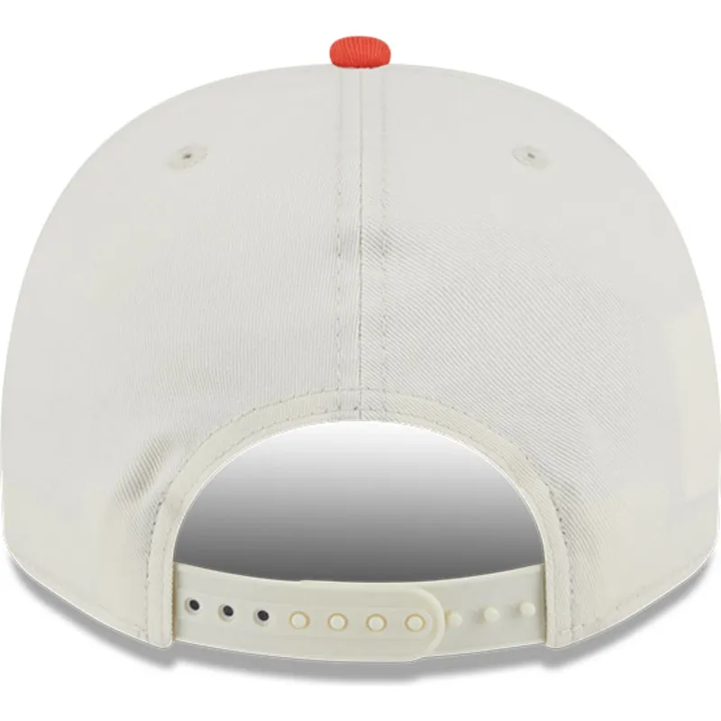 cappellino-visiera-curva-beige-e-arancione-snapback-9fifty-a-frame-chainstitch-di-anaheim-ducks-nhl-di-new-era