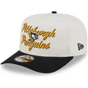cappellino-visiera-curva-beige-e-nero-snapback-9fifty-a-frame-chainstitch-di-pittsburgh-penguins-nhl-di-new-era