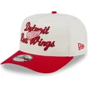 cappellino-snapback-beige-e-rosso-9fifty-a-frame-chainstitch-detroit-red-wings-nhl-di-new-era