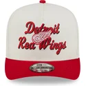 cappellino-snapback-beige-e-rosso-9fifty-a-frame-chainstitch-detroit-red-wings-nhl-di-new-era