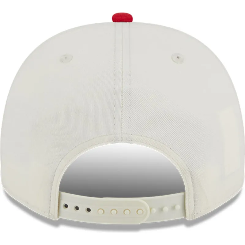 bezowo-czerwona-czapka-z-daszkiem-typu-snapback-9fifty-a-frame-chainstitch-detroit-red-wings-nhl-marki-new-era