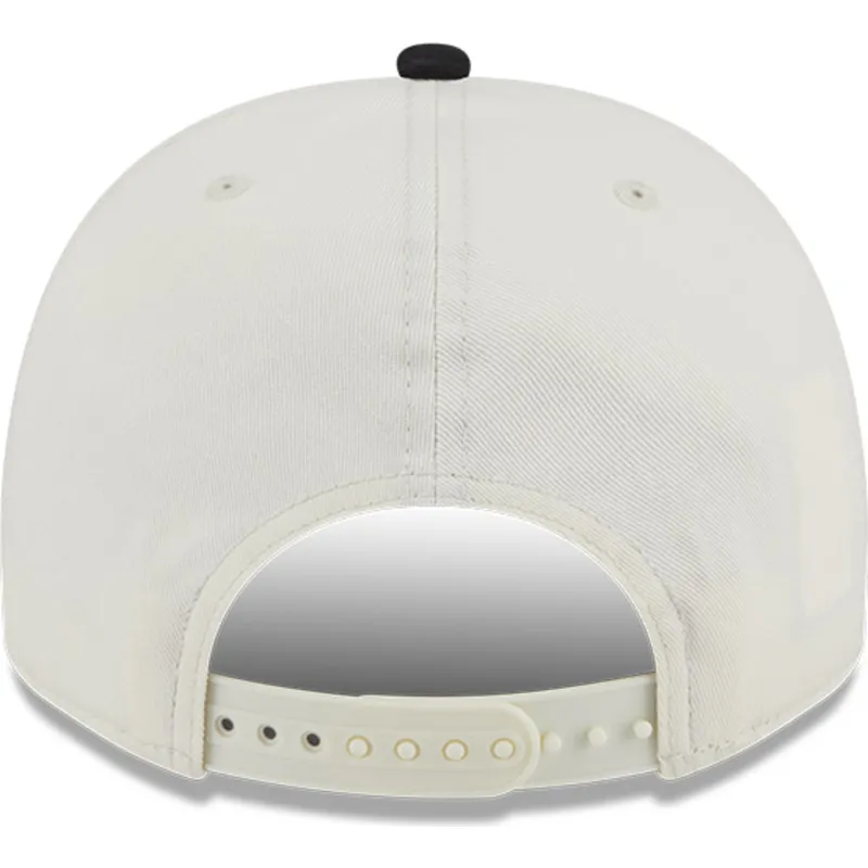 cappellino-visiera-curva-beige-e-nero-snapback-9fifty-a-frame-chainstitch-di-los-angeles-kings-nhl-di-new-era