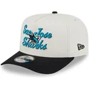 cappellino-visiera-curva-beige-e-nero-snapback-9fifty-a-frame-chainstitch-di-san-jose-sharks-nhl-di-new-era