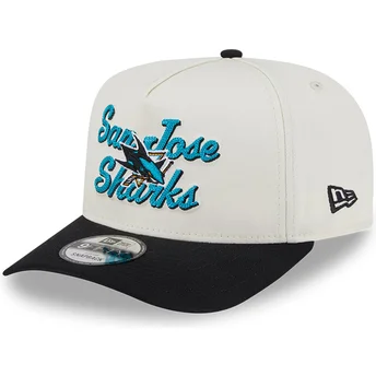 Cappellino curvo beige e nero snapback 9FIFTY A Frame Chainstitch dei San Jose Sharks NHL di New Era
