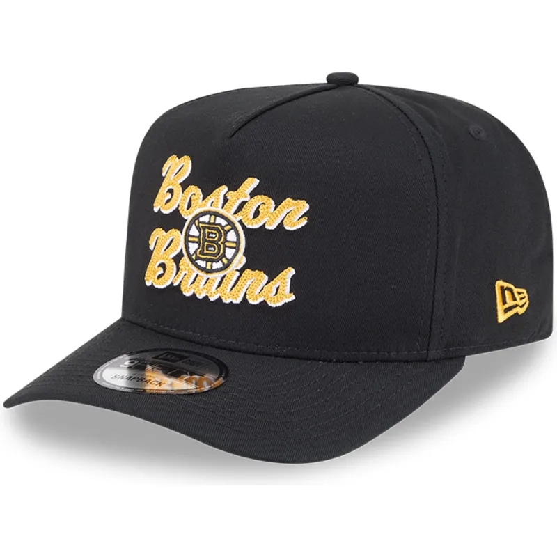 sort-buet-snapback-kasket-9fifty-a-frame-chainstitch-fra-boston-bruins-nhl-fra-new-era
