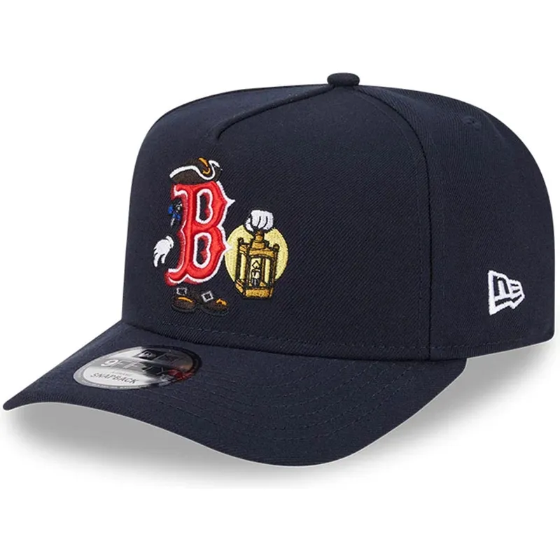 cappellino-curvo-blu-marino-snapback-9fifty-a-frame-cartoon-di-boston-red-sox-mlb-di-new-era