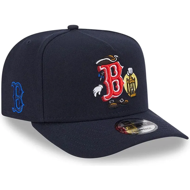 cappellino-curvo-blu-marino-snapback-9fifty-a-frame-cartoon-di-boston-red-sox-mlb-di-new-era