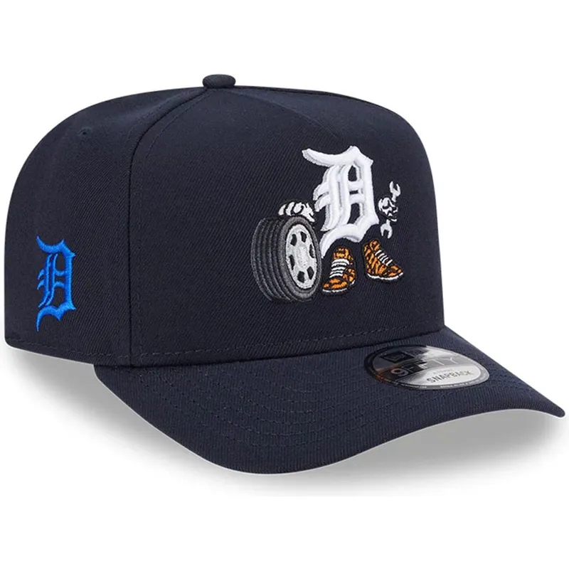 cappellino-curvo-blu-marino-snapback-9fifty-a-frame-cartoon-di-detroit-tigers-mlb-di-new-era