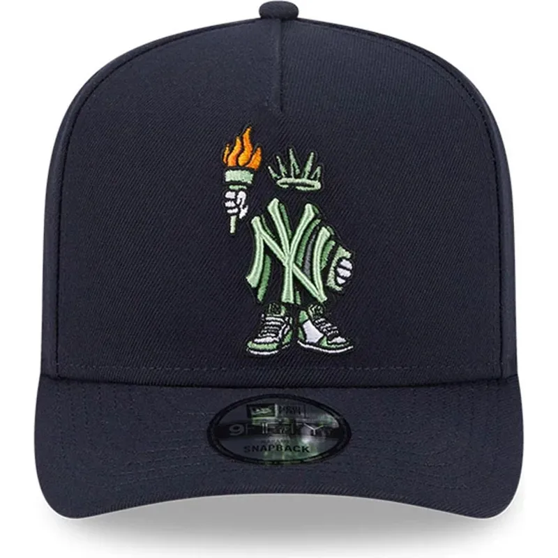 cappellino-curvo-blu-marino-snapback-9fifty-a-frame-cartoon-di-new-york-yankees-mlb-di-new-era