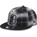 casquette-plate-noire-snapback-9fifty-retro-crown-plaid-boston-red-sox-mlb-new-era