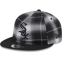 cappello-piatto-nero-snapback-9fifty-retro-crown-plaid-dei-chicago-white-sox-mlb-di-new-era