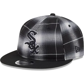 Cappello piatto nero snapback 9FIFTY Retro Crown Plaid dei Chicago White Sox MLB di New Era