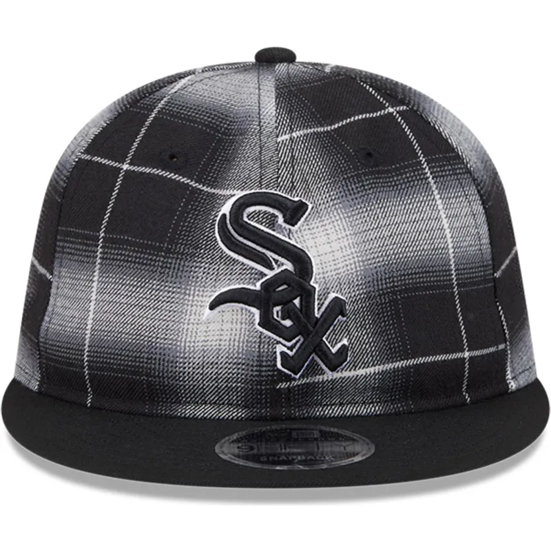 cappello-piatto-nero-snapback-9fifty-retro-crown-plaid-di-chicago-white-sox-mlb-di-new-era