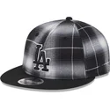 cappello-piatto-nero-snapback-9fifty-retro-crown-plaid-dei-los-angeles-dodgers-mlb-di-new-era