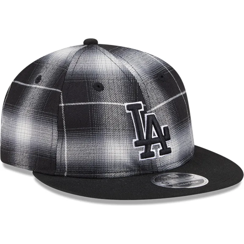 czarna-czapka-z-plaskim-daszkiem-snapback-9fifty-retro-crown-plaid-los-angeles-dodgers-mlb-od-new-era