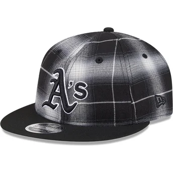 Cappello nero snapback 9FIFTY Retro Crown Plaid degli Oakland Athletics MLB di New Era