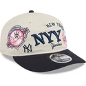 casquette-courbee-beige-et-bleue-marine-snapback-9fifty-retro-crown-scatter-new-york-yankees-mlb-new-era