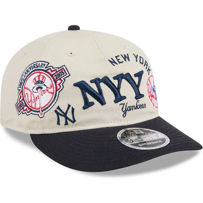 beige-und-marineblaue-gebogene-snapback-kappe-9fifty-retro-crown-scatter-der-new-york-yankees-mlb-von-new-era