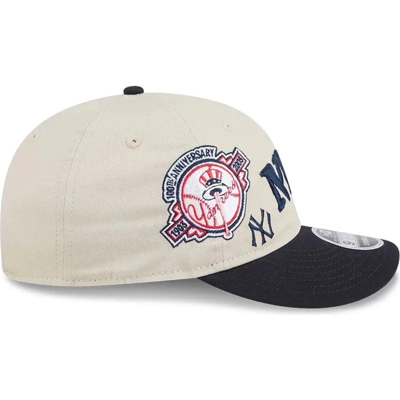 cappellino-curvo-beige-e-blu-marino-snapback-9fifty-retro-crown-scatter-di-new-york-yankees-mlb-di-new-era