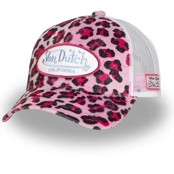 Czapka trucker leopard różowa PSA P od Von Dutch