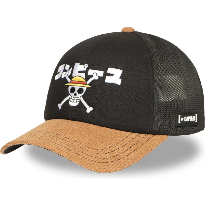 cappellino-trucker-nero-e-marrone-straw-hat-pirates-op6-one-one-piece-di-capslab