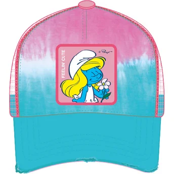 Truckerkeps blå och rosa Smurfan SMU ETT2 Smurfarna från Capslab