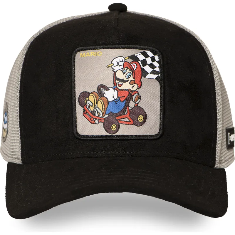gorra-trucker-sort-og-gra-mario-kart-smk3-che-super-mario-bros-fra-capslab