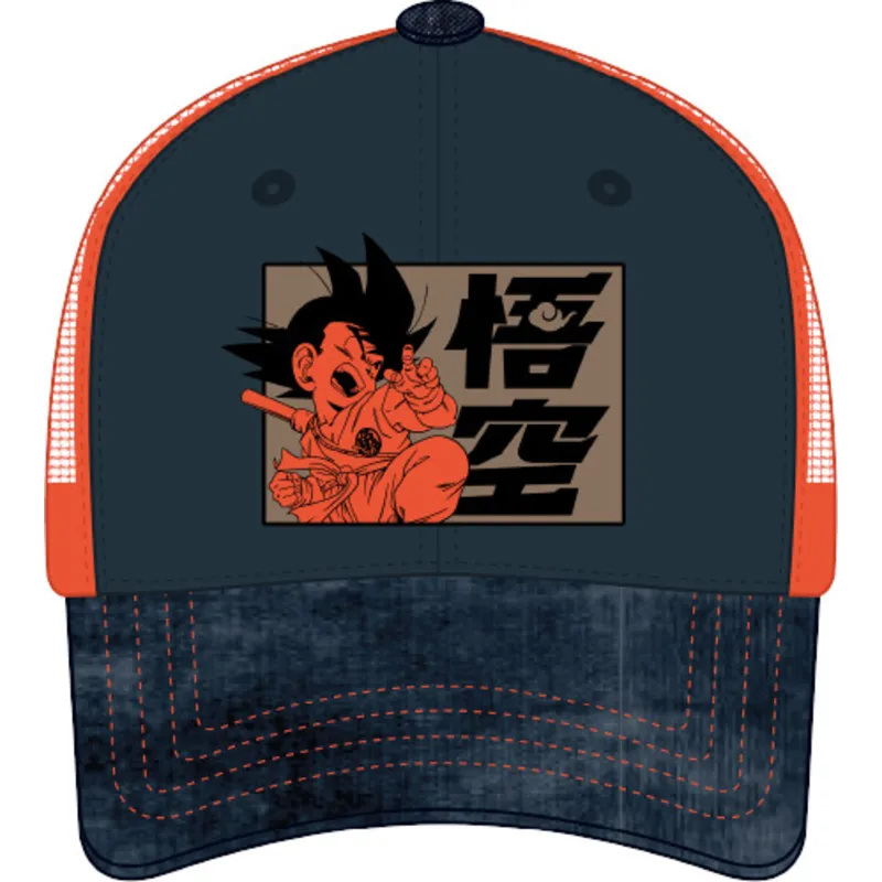 trucker-cap-blau-und-orange-son-goku-kind-db6-kid-dragon-ball-von-capslab