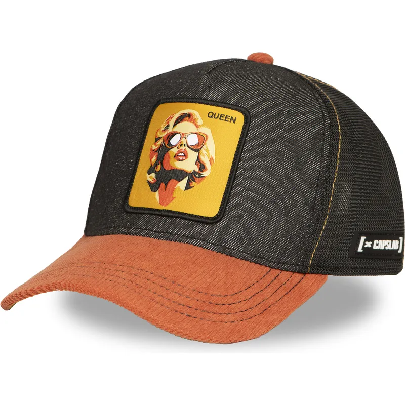 trucker-cap-schwarz-und-braun-marilyn-monroe-queen-fam-que-famous-von-capslab